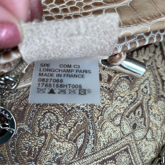 Longchamp Small Alligator Croc Embossed Chain Link Strap Roseau Shoulder Bag - Picture 11 of 16